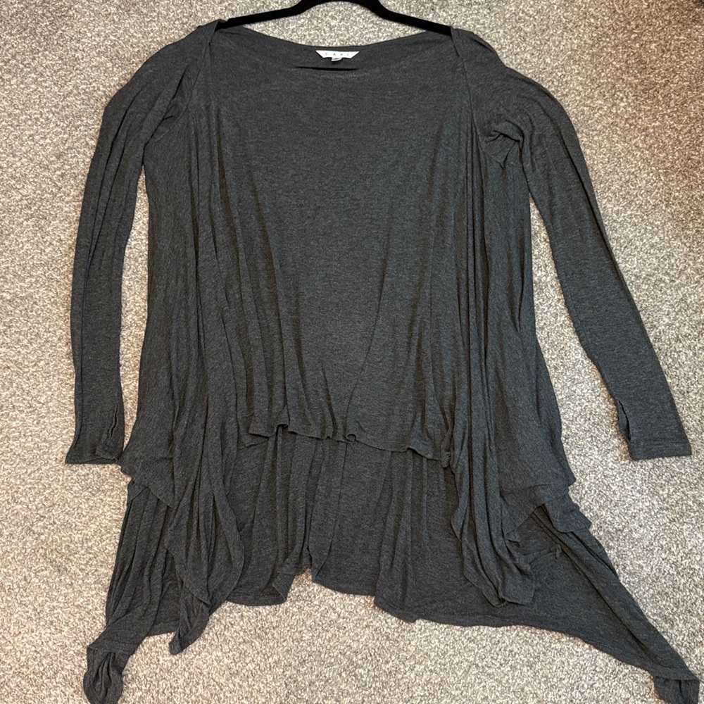 CAbi Charcoal Asymmetrical Long Sleeve Top